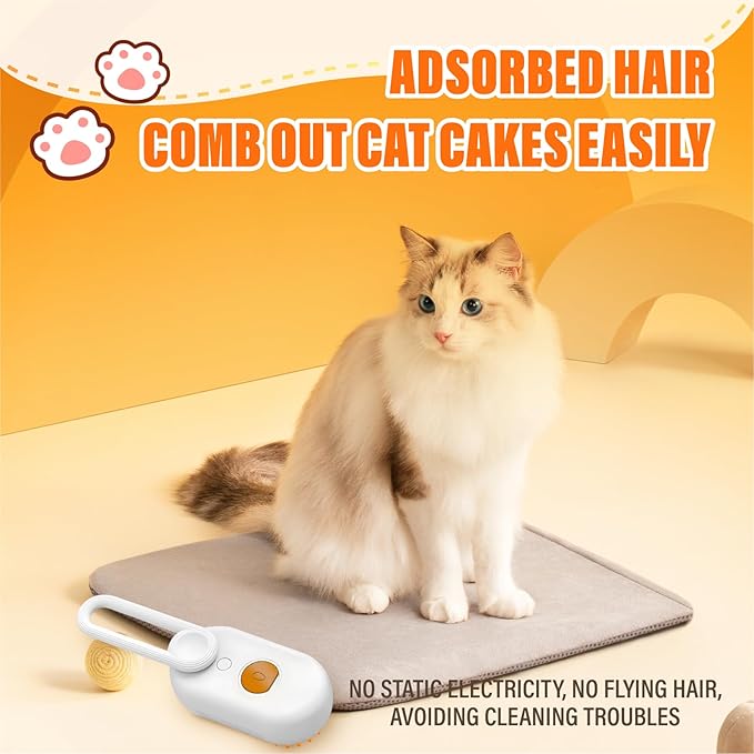 3 in 1 Cat Steam Brush, Rechargeable Steam Pet Brush for Dog,Cat and Other pet Anti-Static, Cleaning, Shedding & Combing All in One