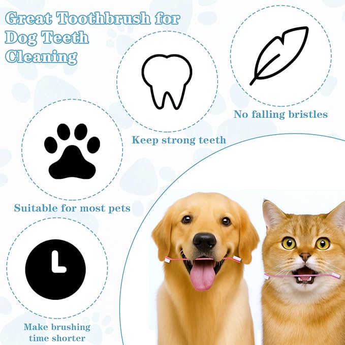 Tobeelec 70 Pcs Dog Tooth Brush Pet Toothbrush Soft Grooming Dogs Toothbrush Dog Double Sided Puppy Long Handle Brush for Large and Small Teeth Cleaning Dental Oral Care (Colorful)