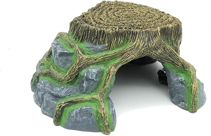JIHAQUA Resin Large Turtle Tank Accessories Reptile Hideouts Cave Habitat Decor for Gecko Leopard Lizards Toad
