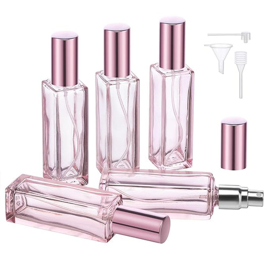 Segbeauty Travel Perfume Bottle Refillable, 5 Pack 20ml Portable Glass Atomizer With Funnel, Empty Spray Bottles for Dispensing Fragrance Toiletries Supplies