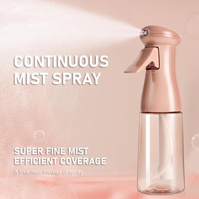 Spray Bottle For Hair, Continuous Mister Empty Spray Bottles, Ultra Fine Mist Water Sprayer for Hairstyling, Cleaning, Plants, Barbers, Salons, Essential Oil Scents - 2 Pack 6.8 OZ, White & Terracotta