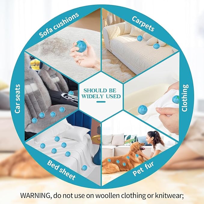 Upgrade 12 PCS Pet Hair Remover for Laundry, Reusable Dog & Cat Hair Remover for Laundry, Washing Machine Pet Hair Catcher for Clothes, Bedding, Gentle on Fabrics (Light Blue + White)