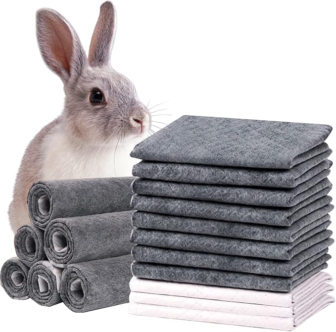 PINVNBY 50PCS Disposable Pet Pee Pads All-Absorb 23" L x 17" W Black Carbon Cage Liners Odor-Control Bunny Training Accessories with Quick-Dry Surface for Rabbits Guinea Pigs Hedgehogs Puppy