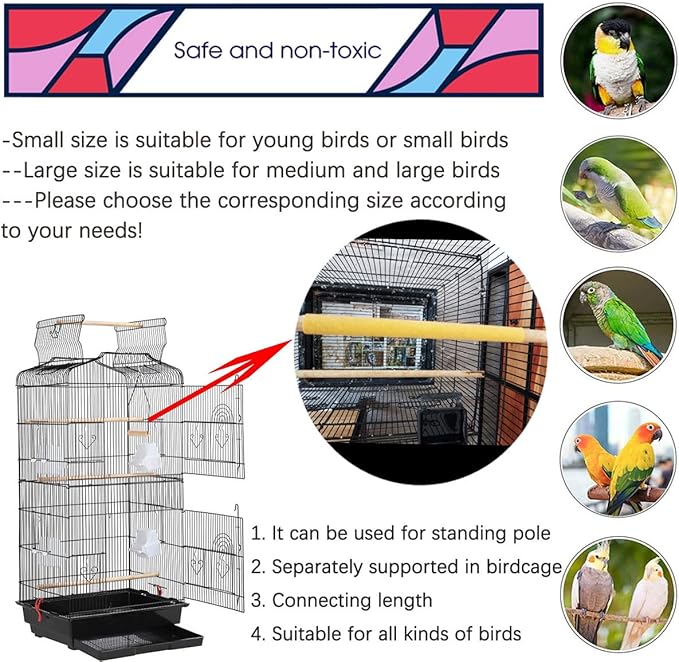 20Pcs Sand Perch Covers for Bird - Bird Perchs Covers 7.5" Long x 3/8" Diameter Bird perches for Parakeets, Lovebirds, Parrotlets, Canaries and Other Small Birds (Yellow, 20pcs 7.5" x 0.43")