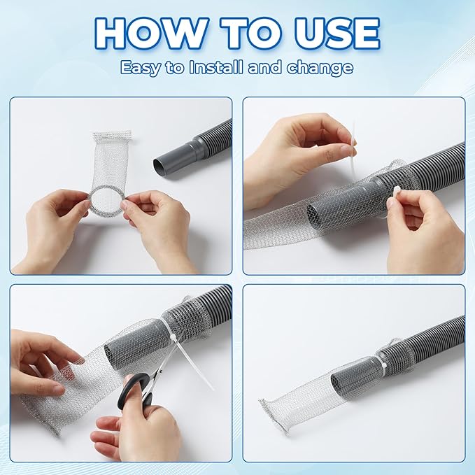 24 PCS Lint Traps, Stainless Steel Lint Catcher for Washing Machine, Pet Hair Remover for Laundry, Upgrade Traps Laundry Mesh Washer Hose Filter with 24 PCS Cable Ties