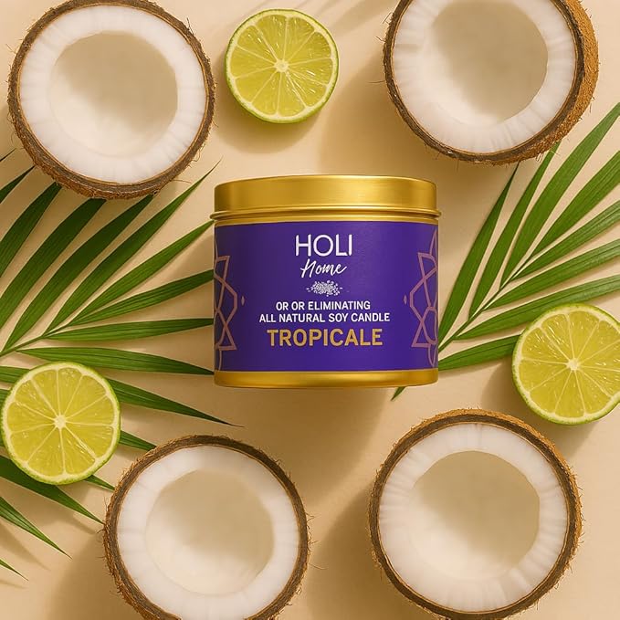 HOLI Pet Odor Eliminator Candle – Tropicale Scent – All Natural Soy Wax, Paraben & Phthalate Free, Pet Safe, Long-Lasting 30-Hour Burn, Non-Toxic & Plastic-Free Air Freshener for Home