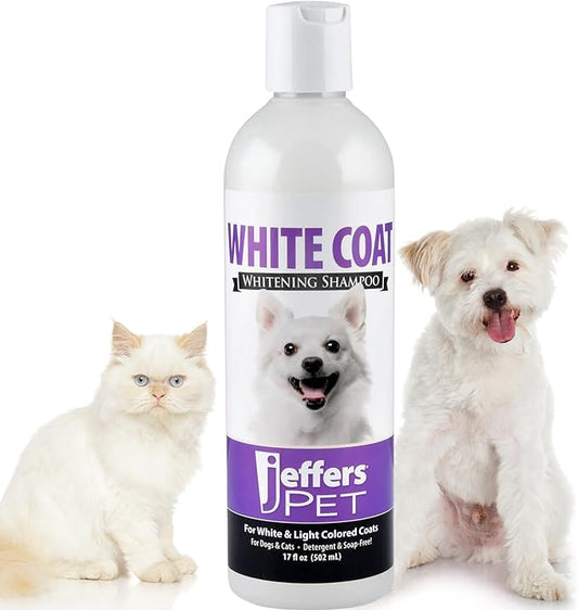 Jeffers White Coat Pet Shampoo for Dogs, Cats, & Small Animals, 17 oz - Soap Free, Concentrated Formula for White & Light Coats, Berry Scented, Safe for All Coat Types, Ideal for Grooming