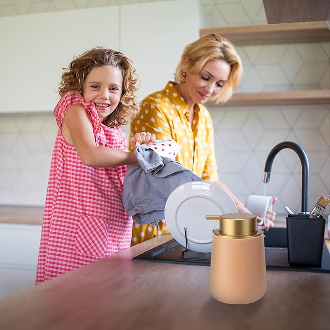 Soap Dispenser Ceramic with Easy-to-Press Pump Hand Lotion Liquid Dispenser for Shampoo Bathroom Kitchen 12 oz