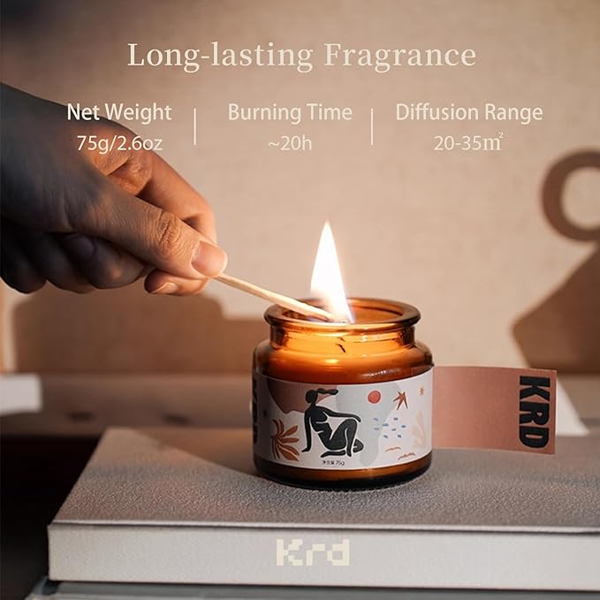 KRD 3X Strong Scented Candles Gift Set - 6 Scents Home Spa Travel Kit, EU Soy Wax Glass Jars, 6 * 2.5oz, 20H Clean Burn, Ultimate Holiday & Christmas Gifts