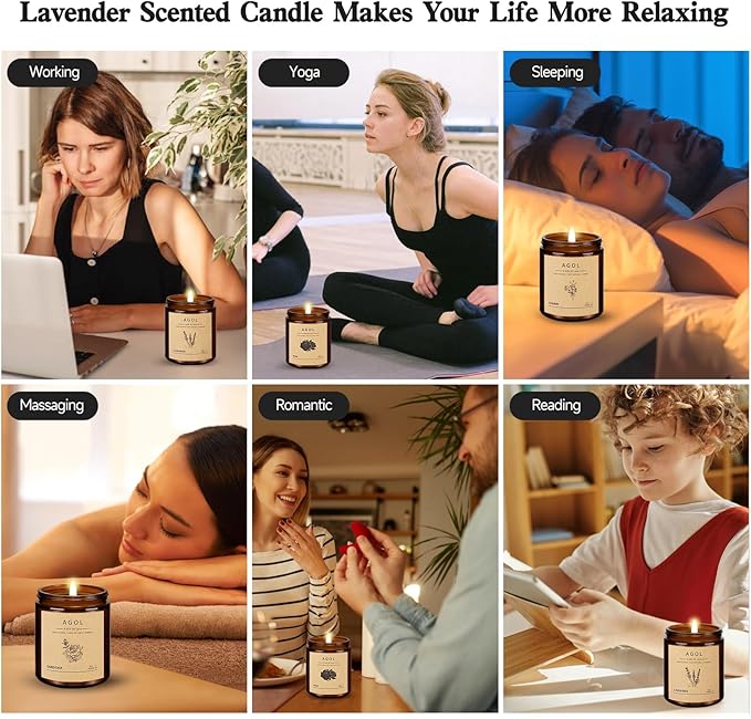 4 Pack Scented Candles for Home, 36 Oz 200 Hours Burn, Luxury Amber Jar Natural Soy Candles, Aromatherapy Candles Set, Candles Gift for Women Men Birthday Thanksgiving Christmas, Spa, Sleep,Yoga,Read