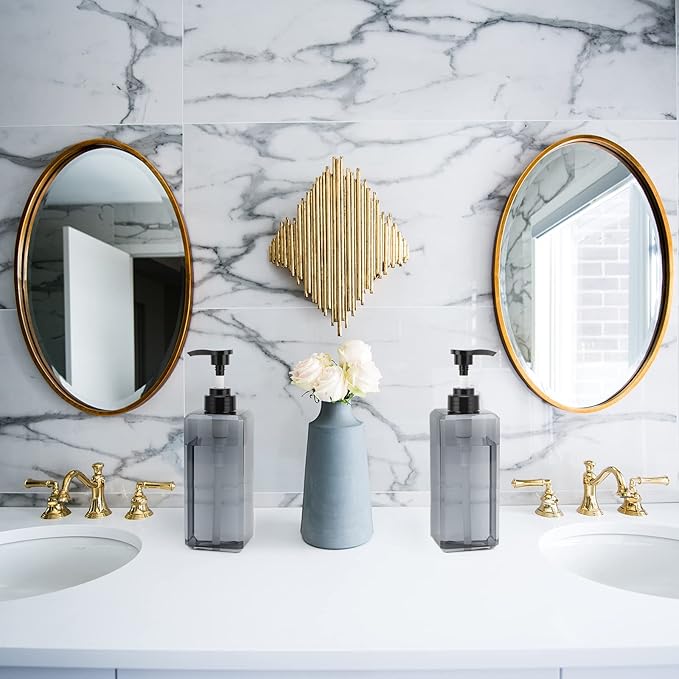 Suream 22oz Empty Plastic Bottles for Shampoo with Lables, 3Packs Bathroom Shower Containers, Refillable & Reusable Lotion Dispenser, Pump Press Bottles for Kitchen, Office, Hotel, Travel, SPA