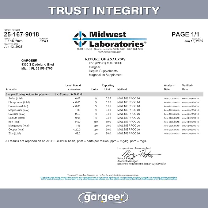 'Magnesium & Calcium' Supplement for All Reptiles | Dual Mineral Support for Strong Bones, Muscle & Nerves Function | Chelated Magnesium for Better Absorption | 3oz | Made in USA