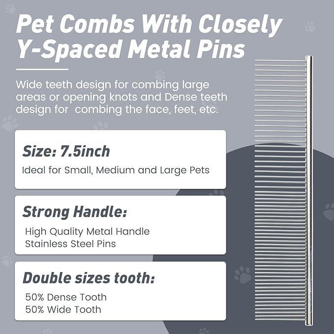 Pet Shower & Bath Supplies，Dog Shampoo Brush Set with Towel, Washing Gloves,Comb for Dogs and Cats (large Grey)