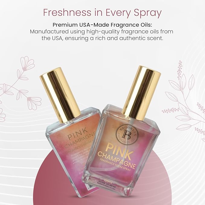 Brooklyn Fragrance Co. BFC- Watercolor Ombre Room Spray – Premium Pink Champagne Scent - Long lasting Fragrance for Home, Office or Bathroom – Air Freshener Rectangle Spray bottle – 100 ml