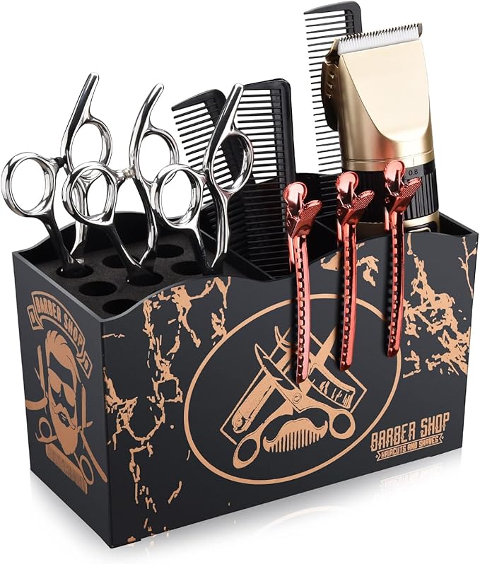 Noverlife Barber Scissors Holder Box, Professional Salon Hairdressing Scissors Rack Holder Storage Organizer for Hairstyling Combs Clips Brushes.