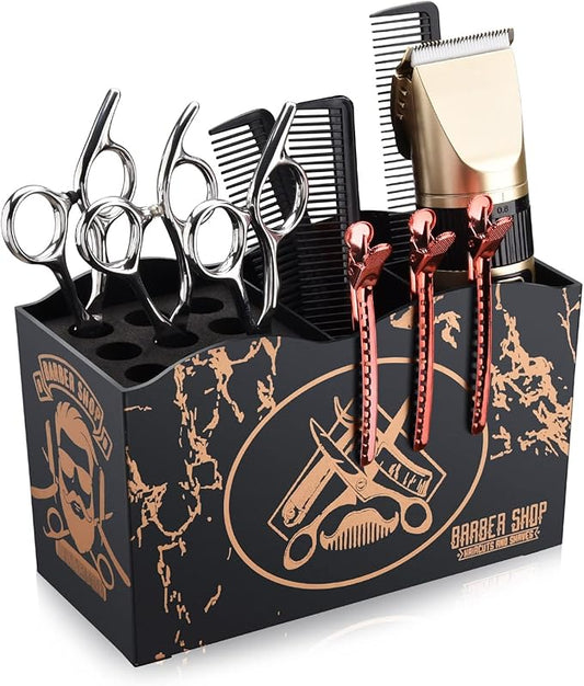 Noverlife Barber Scissors Holder Box, Professional Salon Hairdressing Scissors Rack Holder Storage Organizer for Hairstyling Combs Clips Brushes.