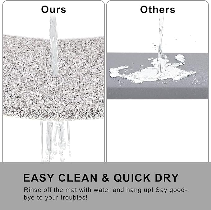 Nonslip Bathtub Mat, Anti Slip Bath Mat 0.6" Extra Thick, Quick Dry Bath Tub Anti Slip Shower Mat, Loofah Non-Slip Bath Mat for Tub Bathroom Pool Kitchen Entryway Home Hotel(Light Gray 16x24)