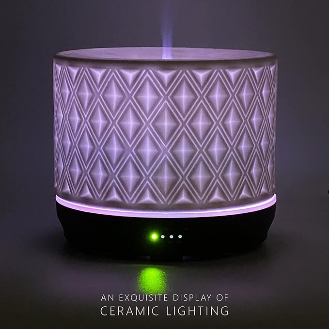 Earnest Living Essential Oil Diffusers for Essential Oils Large Room Diffuser White Ceramic Diffuser 500ml Aromatherapy Diffuser with 4 Timers 7 Night Lights and Auto Off Function for Home Gift