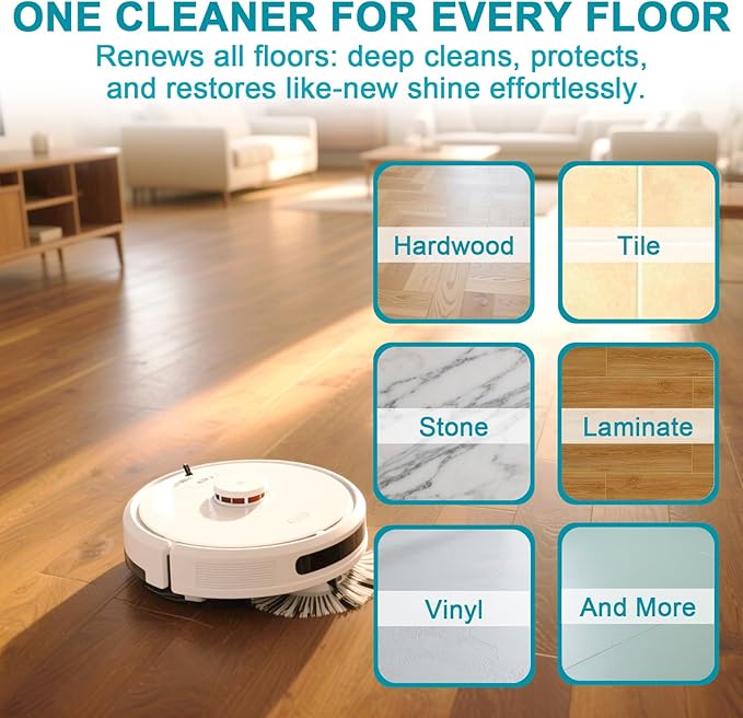 200X Concentrated Floor Cleaning Solution for All Robot Vacuum and Mop, Wet Dry Vacuums Compatible with Eufy, Roborock, Roomba, Tineco, Bissell, Shark, 29.76 fl oz Makes 47 Gallon Cleaner(Ocean Scent)
