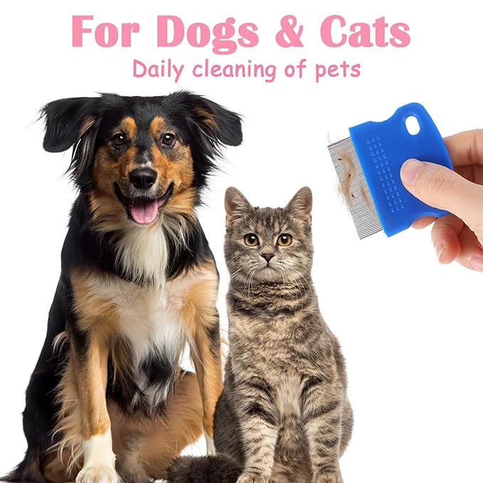 Dog Flea Comb for Tear Stain Remover, 4 Pack Pet Combs,Stainless Steel Tear Stain Remover for Dogs, Cat Dog Grooming Comb, Tick Combs for Dogs & Lice Brush