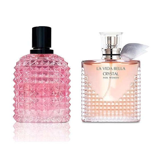 Women's Perfume Set - 2 Pack Eau de Parfum Spray 3.4 Oz Each | Floral Jasmine & Sweet Vanilla with Bergamot & Woody Notes | Long Lasting Original Scent Gift Set for Women (MilaWR&LaviCrystal)
