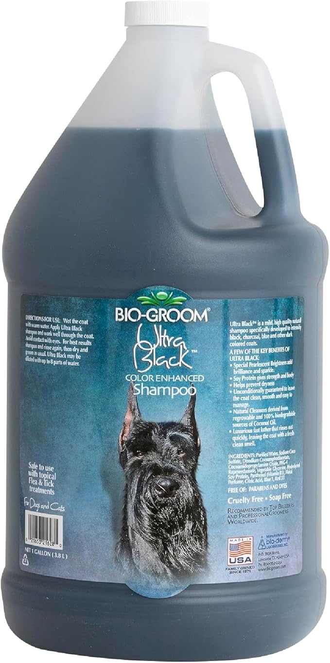 Bio-Groom Ultra-Black Dog Shampoo - Color Enhancing Pet Shampoo, Dog Bathing Supplies, Puppy Wash, Grooming Supplies, Cruelty-Free, Made in USA, Coat Brightener - 1 Gallon