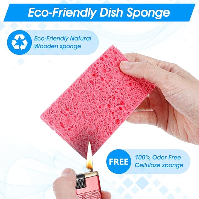 100 Pieces Kitchen Sponge Bulk Natural Sponges for Dishes Compressed Wood Pulp Sponges Cleaning Sponge Without Scratching for Kitchen Bathroom, 3.9 x 2.4 x 0.2 Inch (Multicolor)