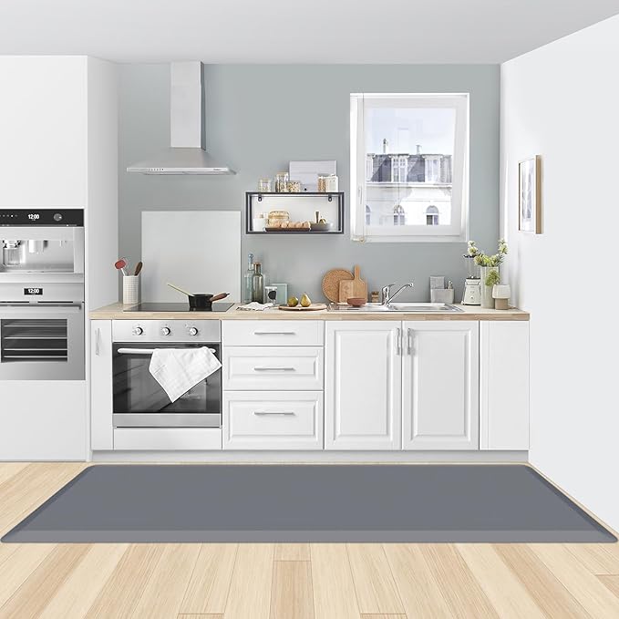 KitchenClouds Kitchen Mat Cushioned Anti Fatigue Rug 22"x72" Waterproof, Non Slip, Standing and Comfort Desk/Floor Mats for House Sink Office (Grey,0.8inch)
