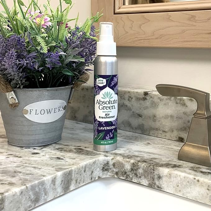 Absolute Green Air Freshener Room Spray, Non-Toxic, Cover Odors, Safe around Kids and Pets, Natural Lavender Scent 4oz (2 Pack)