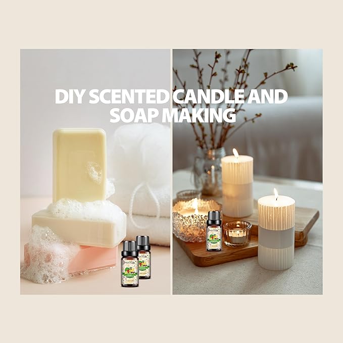 PHATOIL Coconut & Vanilla Fragrance Oils Set, 10 Pcs Aromatherapy Oils Set, for Diffusers, Home Care, DIY Soap Candle Making Scents, Fragrance, Aromatherapy, Humidifiers, for Friend (10ml)