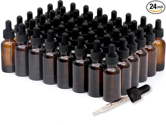 48 Pack,1oz Glass Dropper Bottle, Amber Tincture Bottles with Dropper,Pretty Finish for All Kinds of Liquids,Oil Bottles for Hair- Stronger Suction ideal for Leakproof Travel
