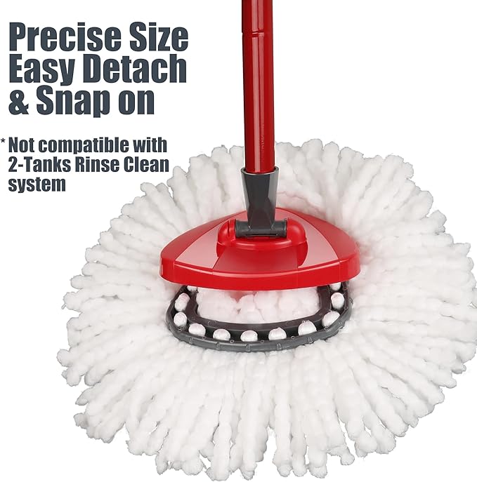 2 Pack Mop Replace Head Compatible with Ocedar Easy Wring Spin Mop, Microfiber Mop Refill Spin Mop Replacement, Deep Cleaning Machine Washable and Easy-to-Replace