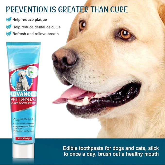Dog Toothpaste Mint for Dogs and Puppies, Fresh Breath Dental Kit for Pets Dog Toothpaste Mint Teeth Cleaning for Dogs and Puppy Teeth Cleaning Kit