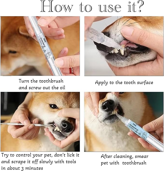 New Pet Toothbrush Pen - Upgraded Dog Teeth Cleaning & Repair Kit | Dental Care Pen for Dogs & Cats | Fresh Breath & Oral Hygiene Solution