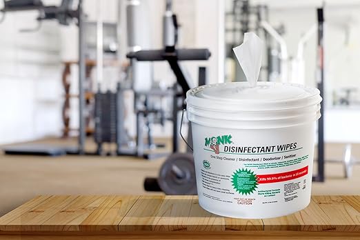 MONK Disinfectant Wipes One Step Cleaner, Disinfectant, Deodorizer & Sanitizer, 2 Buckets Packs containing 1600 Wipes, Perfect for Gyms, Fitness Clubs, Schools, Commercial Facilities