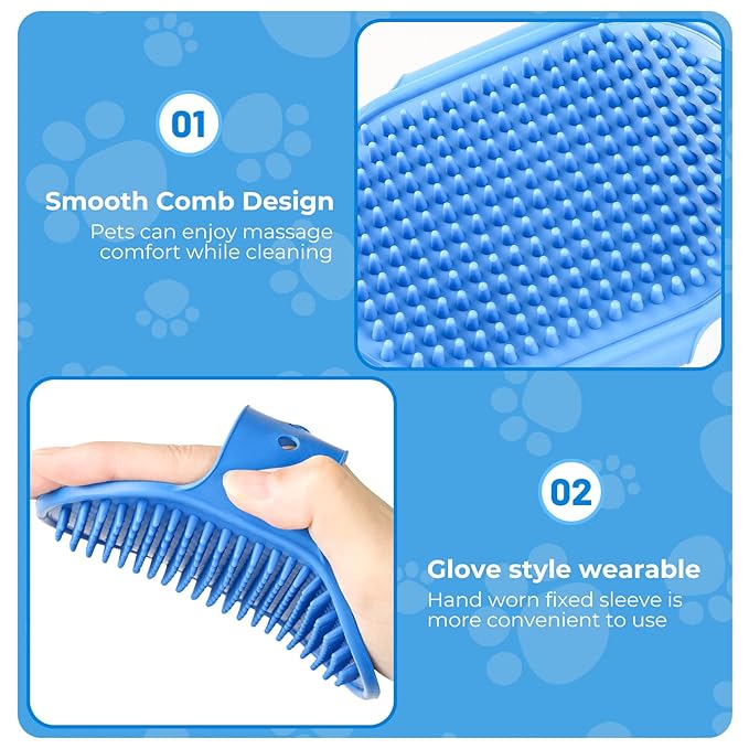 2PCS dog washing gloves and dog bath brush, 2-in-1 pet shower set | Suitable for dogs, cats, bath massage, and pet grooming