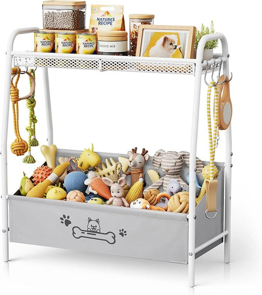 Large Dog Toy Basket (23.6"x11.2"x9.7"), Dog Toy Bin with Storage Organizer, Trapezoid Dog Toy Box for Dog Stuff, Toy Holder Chest for Pet Dog Cat, Dog Essentials for Dog Accessories