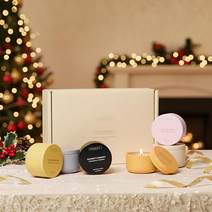 Benevolence LA Candle Gift Set – 6 Fall Scented Candles (1.4 oz) | Aromatherapy Candles with Orange, Eucalyptus, Rose & Jasmine | Cozy Seasonal Gift
