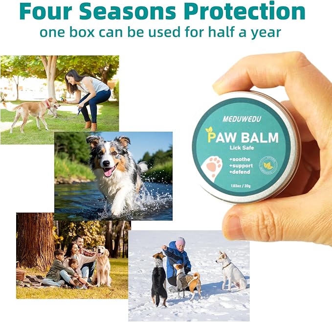 2-Pack Dog Paw Balm - 60g Natural Paw Cream for Dogs & Cats | Beeswax, Coconut Oil, Vitamin E | Lick-Safe Paw Pad Balm for Hot Pavement, Dry & Cracked Paws