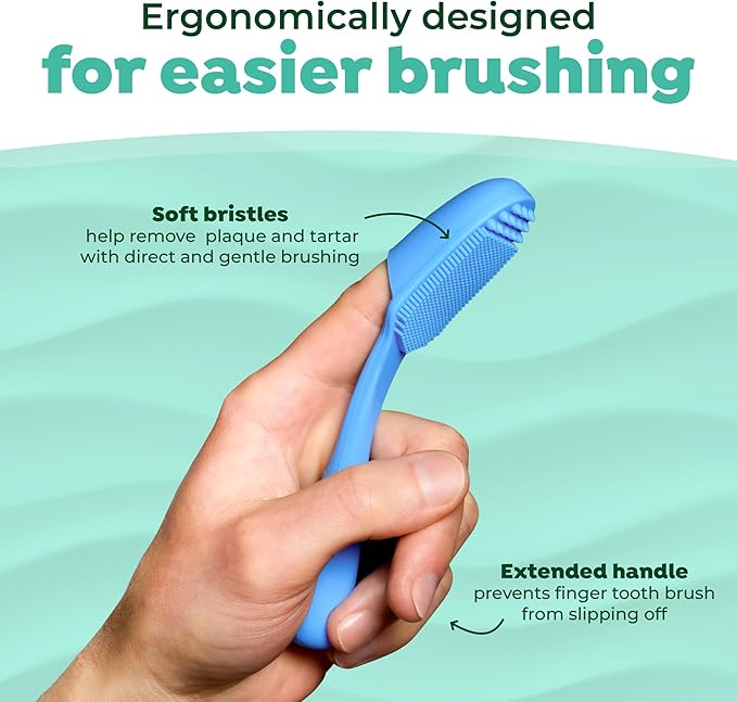 TropiClean Fresh Breath Oral Care Kit - Soft Bristle Finger Toothbrush - Dog Tooth Brushing Kit - Beef Brisket Flavor Dog Toothpaste