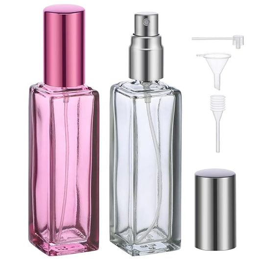 Segbeauty Empty Perfume Bottles, 20ml Travel Perfume Atomizer Refillable, 2pcs Portable Mini Cologne Spray Bottle Set Toiletries Cosmetic Fragrance Sample Dispense Pump Bottles Container for Travel