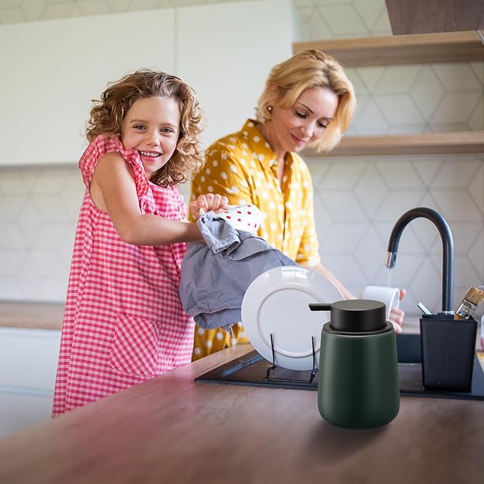 Soap Dispenser Ceramic with Easy-to-Press Pump Hand Lotion Liquid Dispenser for Shampoo Bathroom Kitchen 12 oz