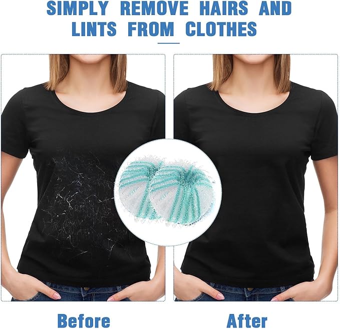 Upgrade 12 PCS Pet Hair Remover for Laundry, Reusable Dog & Cat Hair Remover for Laundry, Washing Machine Pet Hair Catcher for Clothes, Bedding, Gentle on Fabrics (Light Blue + White)