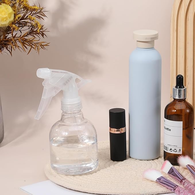 12 Pcs 8 oz Empty Plastic Spray Bottle with Trigger Sprayers Pet Adjustable Head from Fine to Stream Refillable for Hair, Plants, Cooking, Pets, Bath, Beauty, Cleaning, No Leakage (Clear)