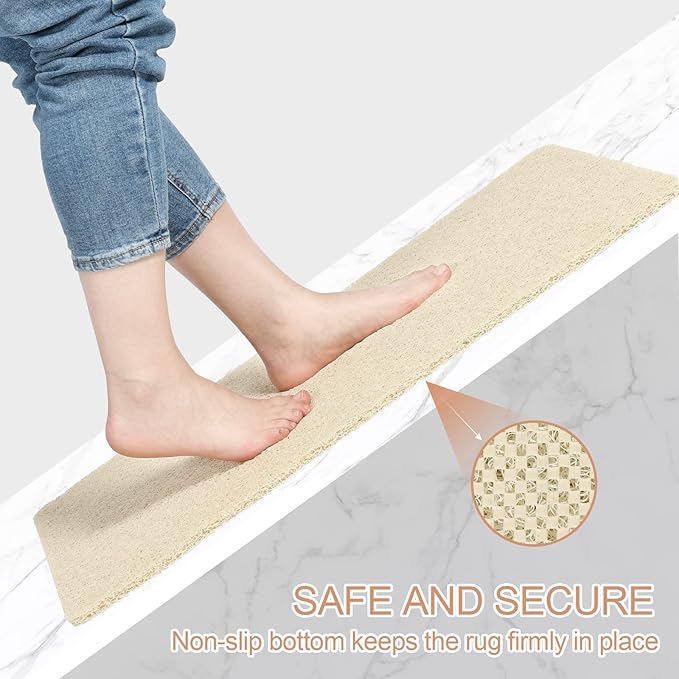 Joyhalo Shower Mats for Showers Anti Slip for Elderly, 17'' x 30'' Non Slip Bath Mat for Inside Shower, Bath Tub Mats for Bathroom Non Slip for Shower, PVC Loofah Bathroom Mats, Beige