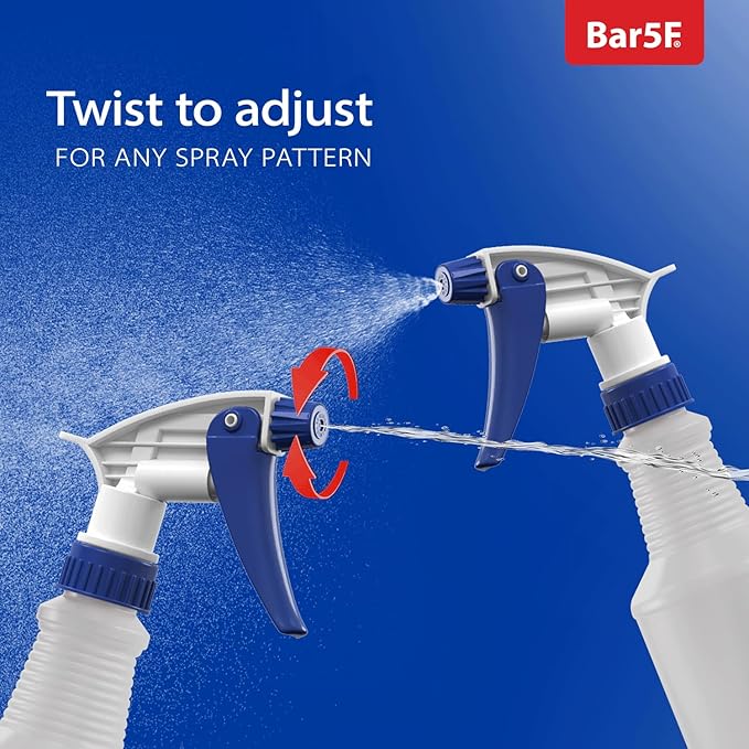 Bar5F Set of 2 Premium Empty 16 oz Spray Bottles, NBR Gasket - Superior Hydrocarbon Resistance - Ideal for Auto Detailing & Industrial Cleaning