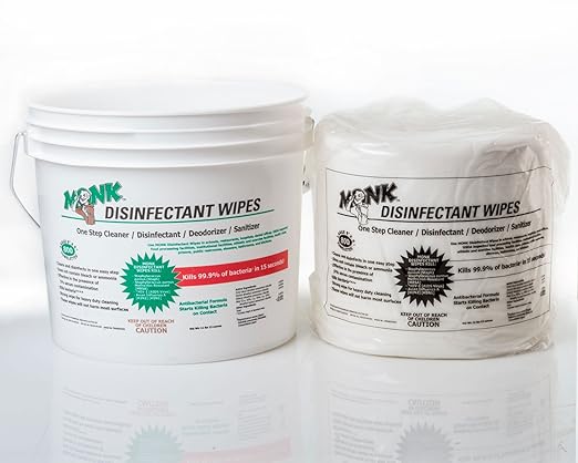 MONK Disinfectant Wipes One Step Cleaner, Disinfectant, Deodorizer & Sanitizer, 2 Buckets Packs containing 1600 Wipes, Perfect for Gyms, Fitness Clubs, Schools, Commercial Facilities