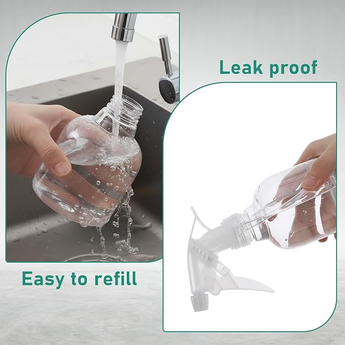 12 Pcs 8 oz Empty Plastic Spray Bottle with Trigger Sprayers Pet Adjustable Head from Fine to Stream Refillable for Hair, Plants, Cooking, Pets, Bath, Beauty, Cleaning, No Leakage (Clear)
