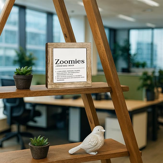 Funny Pet Wooden Box Sign, Zoomies Definition Sign, Rustic Pet Decor for Tabletop or Shelf, Dog Lover Gift, Modern Farmhouse Style Decor 5.9x5.9 Inches