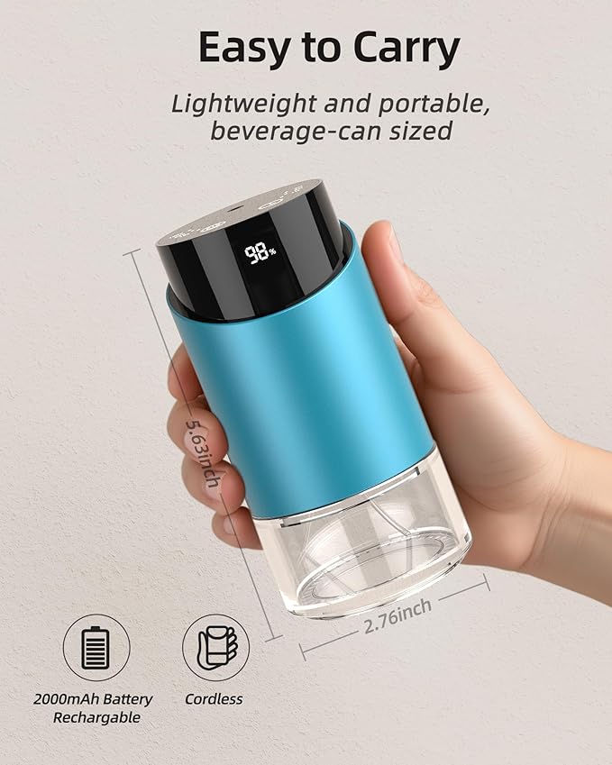 Waterless Essential Oil Diffuser Aromatherapy Scent Diffusers for Home Large Room, Car, Office, Desk, Mini Battery Operated Cordless Air Freshener, 4 Timers & 3 Mist Levels, 100ml Capacity (Blue)